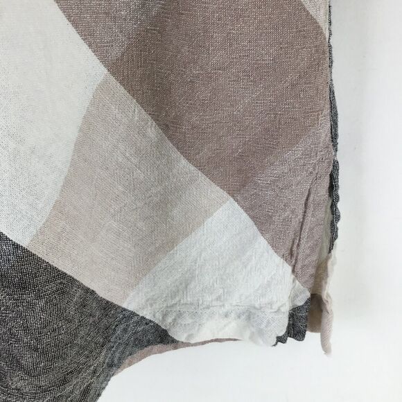 Ali Miles Linen Blend Button Up Tunic sz M Nova Check Plaid Ruffle Babydoll NEW - Picture 9 of 11